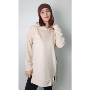 Buzo Plush Cremita Largo con Recortes